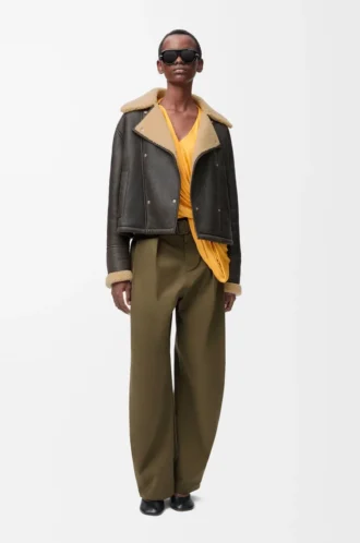 Trousers in cotton and silk Khaki Green