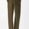 Trousers in cotton and silk Khaki Green Trousers in cotton and silk Khaki Green