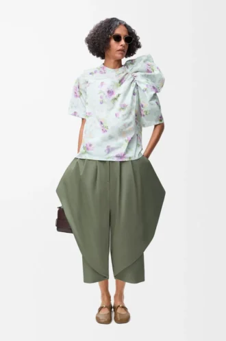 Trousers in cotton Khaki Green