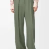 Trousers in stretch viscose Light Khaki Green Trousers in stretch viscose Light Khaki Green