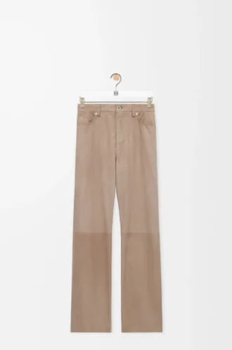 Trousers in suede goatskin Dark Beige