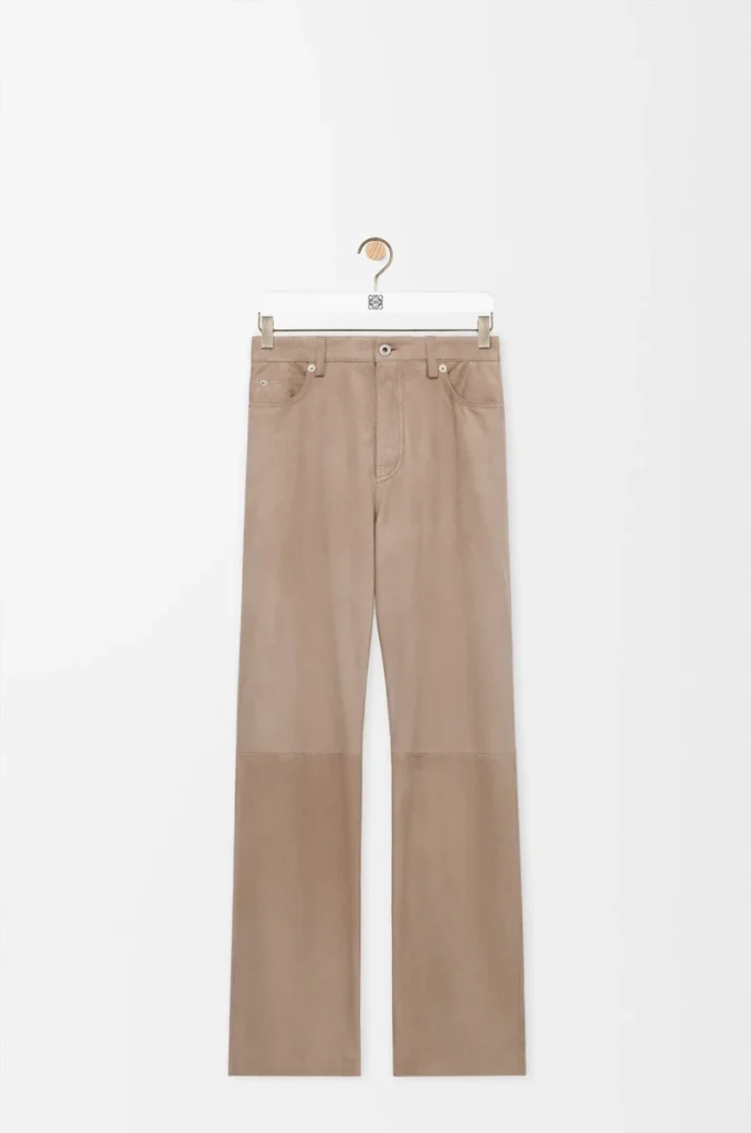 Trousers in suede goatskin Dark Beige Trousers in suede goatskin Dark Beige