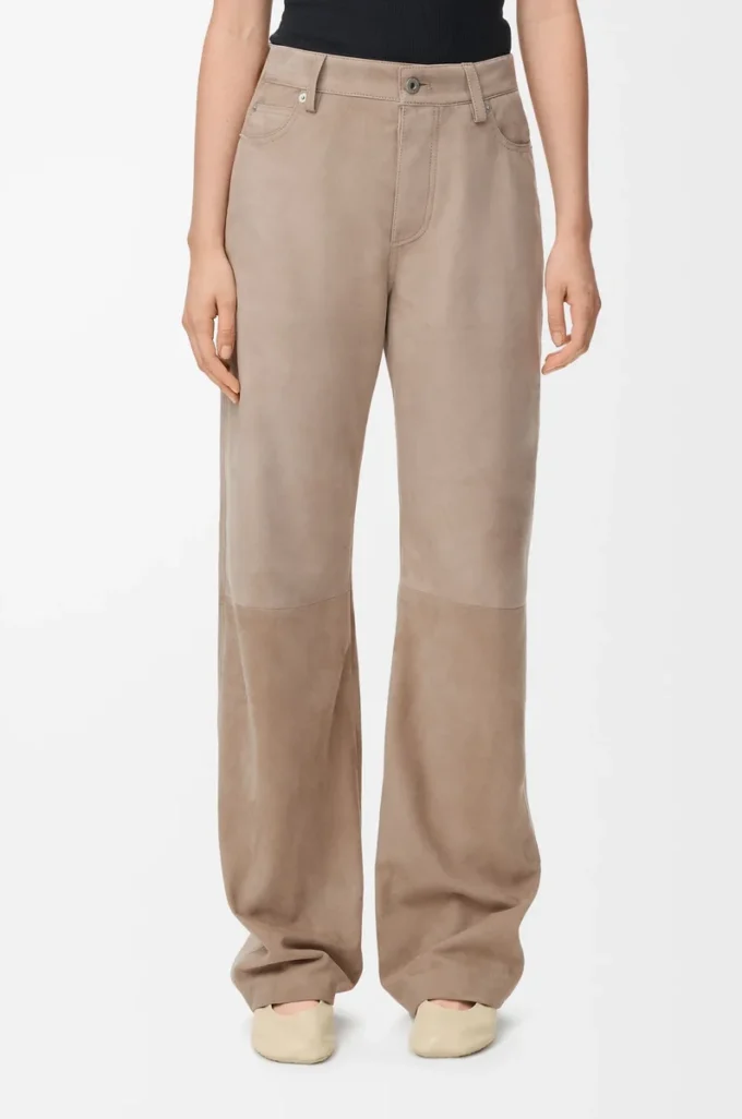 Trousers in suede goatskin Dark Beige Trousers in suede goatskin Dark Beige