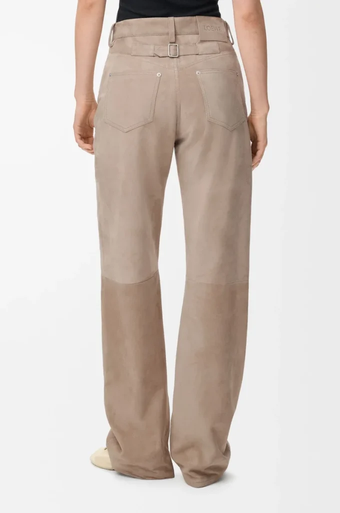 Trousers in suede goatskin Dark Beige Trousers in suede goatskin Dark Beige