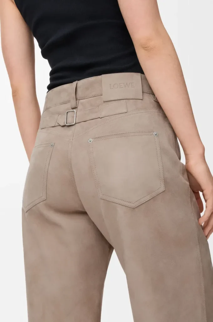 Trousers in suede goatskin Dark Beige Trousers in suede goatskin Dark Beige