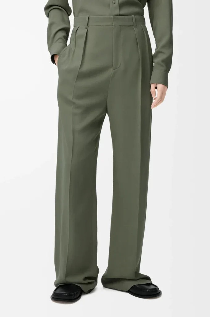 Trousers in viscose blend Khaki Green