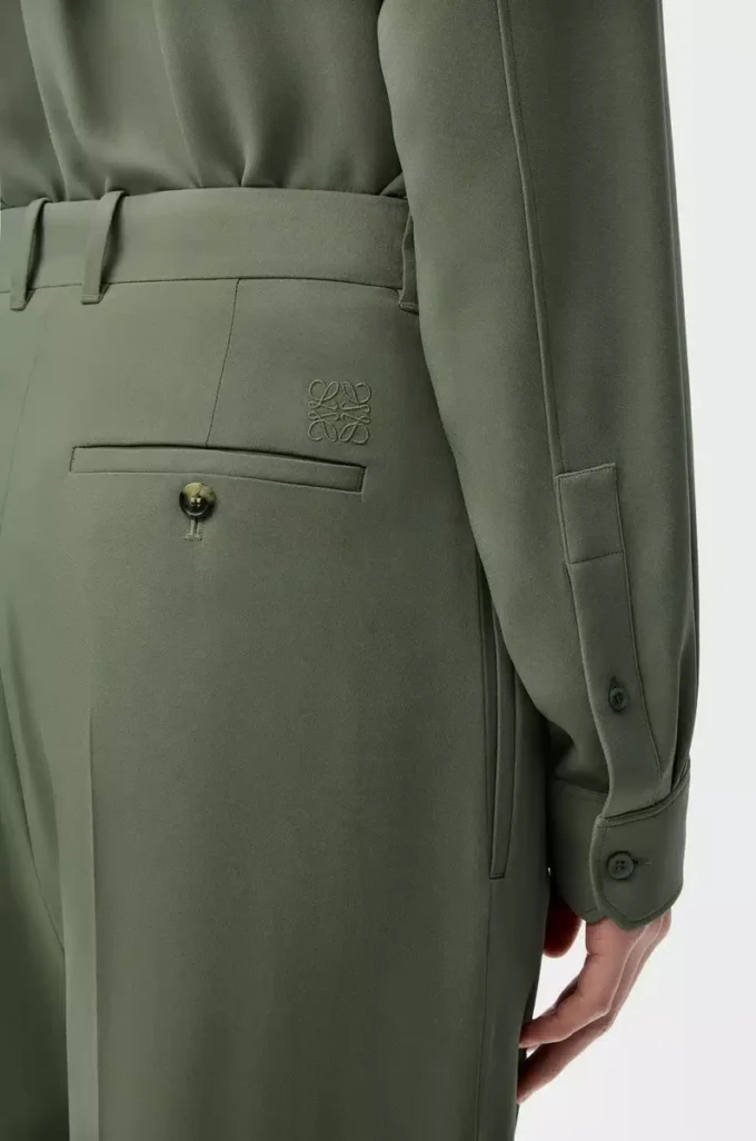 Trousers in viscose blend Khaki Green