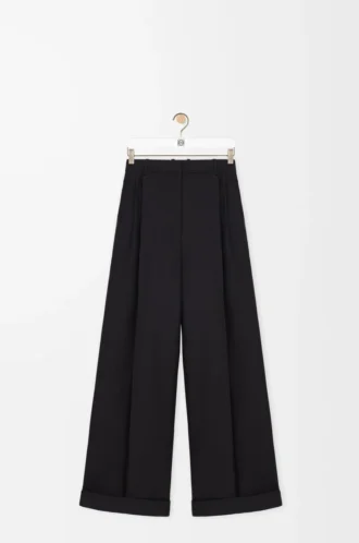 Trousers in wool and silk Black