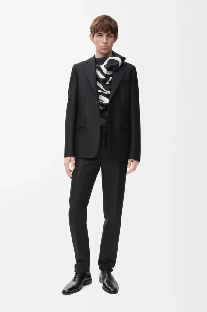 Trousers in wool and silk Black