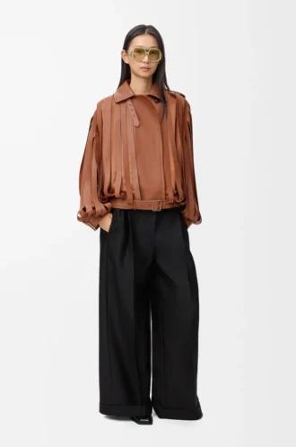 Trousers in wool and silk Black