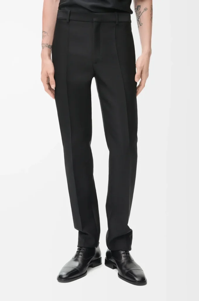 Trousers in wool and silk Black