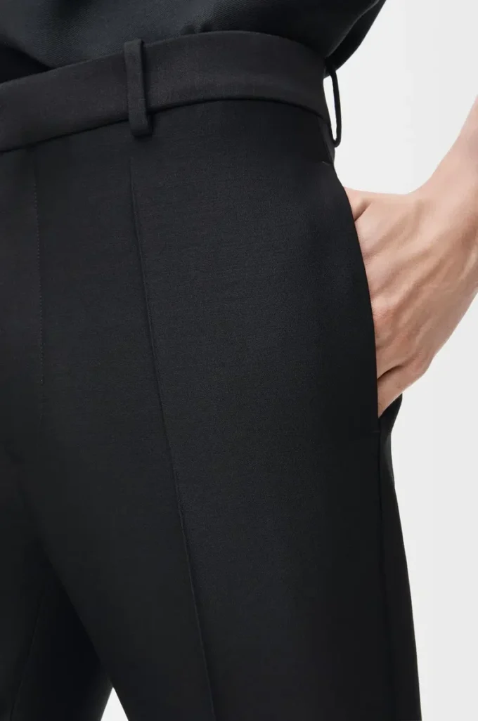 Trousers in wool and silk Black