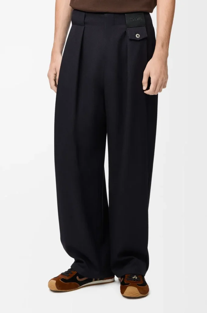 Trousers in wool Dark Navy Blue