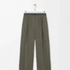 Trousers in wool Khaki Green Trousers in wool Khaki Green