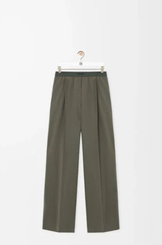 Trousers in wool Khaki Green