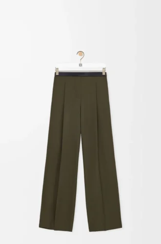 Trousers in wool Khaki Green