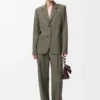 Trousers in wool Khaki Green Trousers in wool Khaki Green