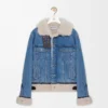 Trucker jacket in denim and shearling Denim Blue Trucker jacket in denim and shearling Denim Blue