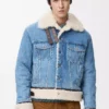 Trucker jacket in denim and shearling Denim Blue Trucker jacket in denim and shearling Denim Blue