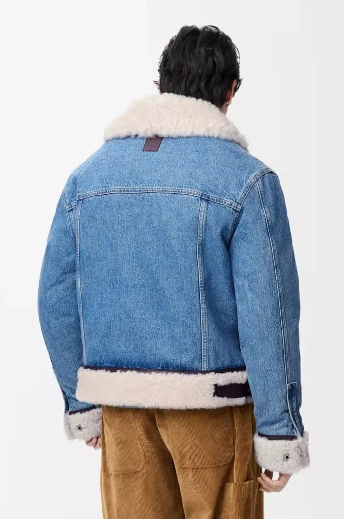 Trucker jacket in denim and shearling Denim Blue Trucker jacket in denim and shearling Denim Blue