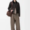 Trucker jacket in shearling Brown/Navy Blue Trucker jacket in shearling Brown/Navy Blue