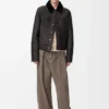 Trucker jacket in shearling Brown/Navy Blue Trucker jacket in shearling Brown/Navy Blue