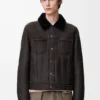 Trucker jacket in shearling Brown/Navy Blue Trucker jacket in shearling Brown/Navy Blue