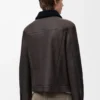 Trucker jacket in shearling Brown/Navy Blue Trucker jacket in shearling Brown/Navy Blue