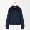 Trucker jacket in shearling Navy Blue/Brown Trucker jacket in shearling Navy Blue/Brown