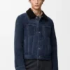 Trucker jacket in shearling Navy Blue/Brown Trucker jacket in shearling Navy Blue/Brown