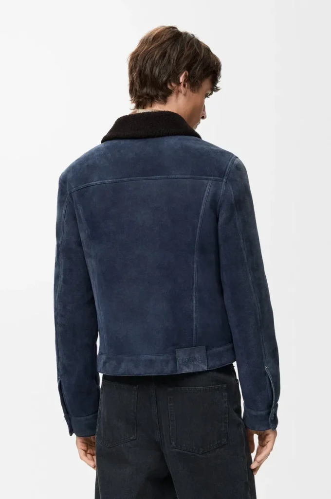 Trucker jacket in shearling Navy Blue/Brown Trucker jacket in shearling Navy Blue/Brown