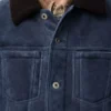 Trucker jacket in shearling Navy Blue/Brown Trucker jacket in shearling Navy Blue/Brown