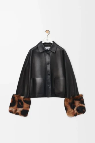 Turn-up jacket in nappa lambskin Black