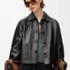 Turn-up jacket in nappa lambskin Black Turn-up jacket in nappa lambskin Black