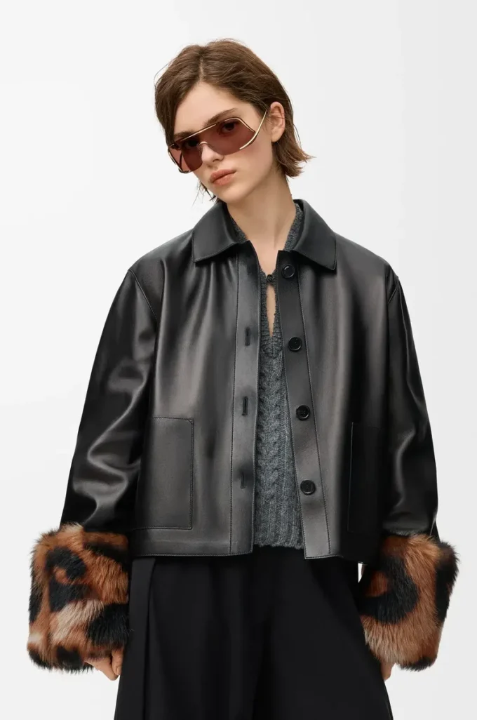 Turn-up jacket in nappa lambskin Black Turn-up jacket in nappa lambskin Black