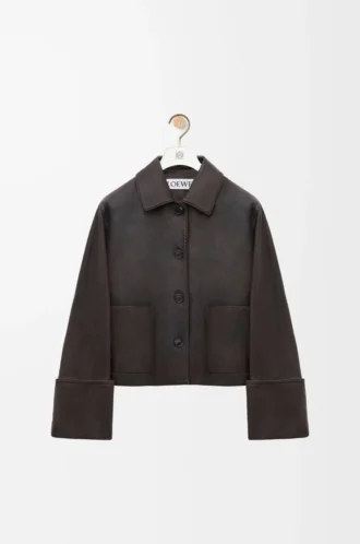 Turn-up jacket in nappa lambskin Brown