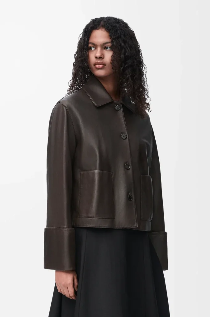 Turn-up jacket in nappa lambskin Brown Turn-up jacket in nappa lambskin Brown