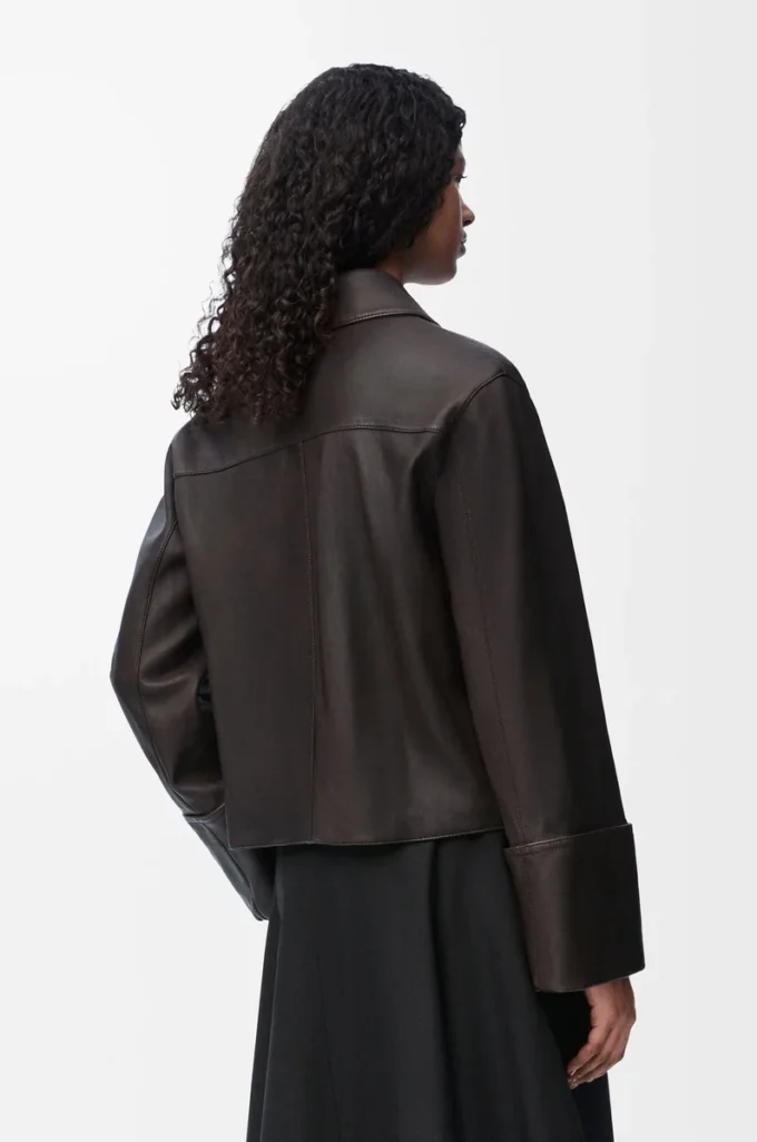 Turn-up jacket in nappa lambskin Brown Turn-up jacket in nappa lambskin Brown