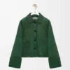 Turn-up jacket in nappa lambskin Dark Green Turn-up jacket in nappa lambskin Dark Green
