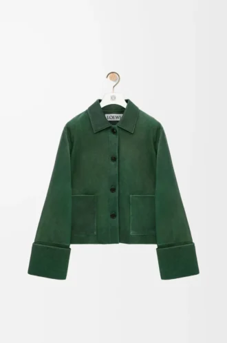 Turn-up jacket in nappa lambskin Dark Green