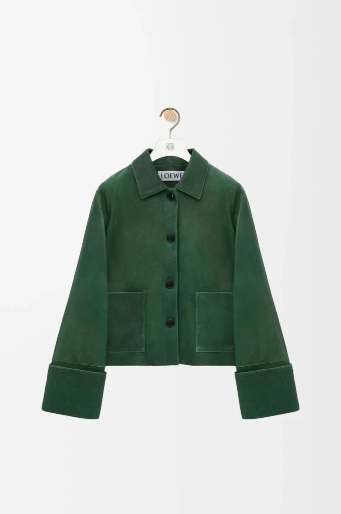 Turn-up jacket in nappa lambskin Dark Green Turn-up jacket in nappa lambskin Dark Green