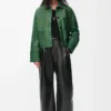 Turn-up jacket in nappa lambskin Dark Green Turn-up jacket in nappa lambskin Dark Green