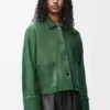 Turn-up jacket in nappa lambskin Dark Green Turn-up jacket in nappa lambskin Dark Green