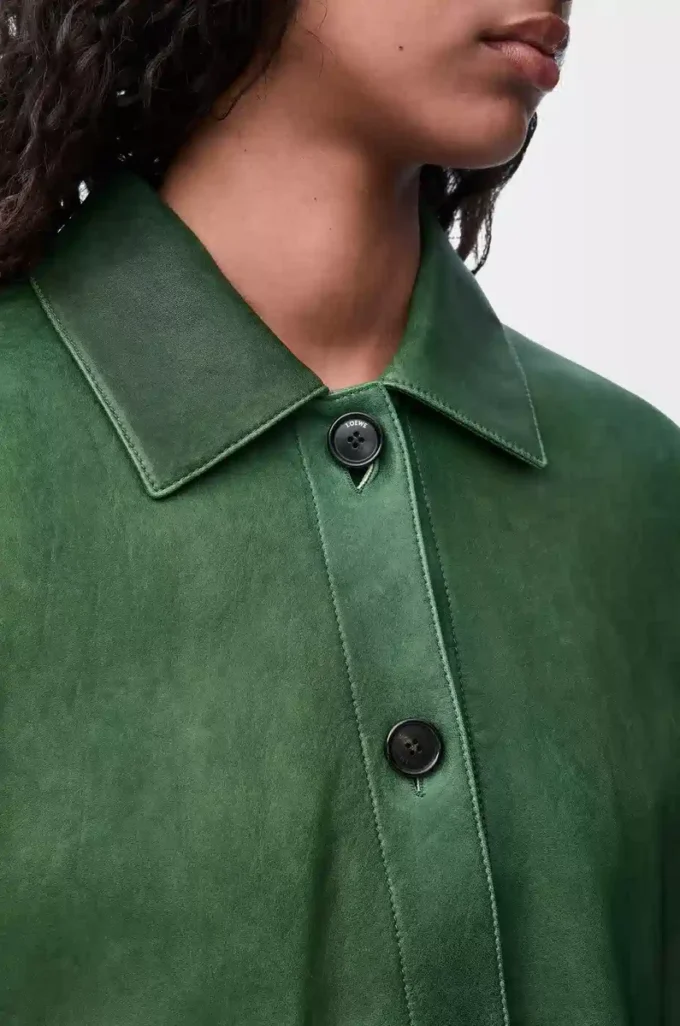 Turn-up jacket in nappa lambskin Dark Green Turn-up jacket in nappa lambskin Dark Green