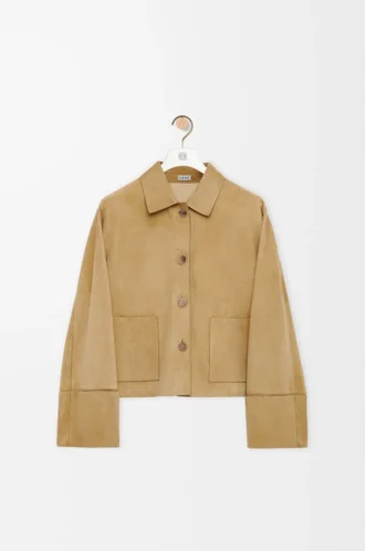 Turn-up jacket in suede lambskin Gold