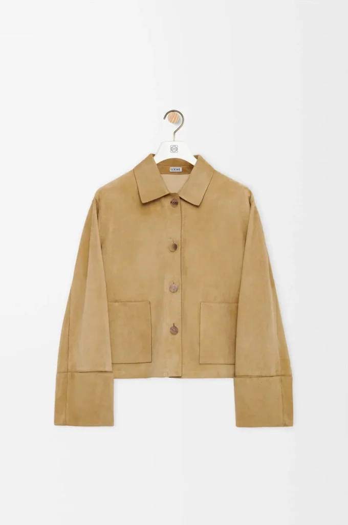Turn-up jacket in suede lambskin Gold Turn-up jacket in suede lambskin Gold