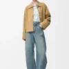 Turn-up jacket in suede lambskin Gold Turn-up jacket in suede lambskin Gold