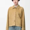 Turn-up jacket in suede lambskin Gold Turn-up jacket in suede lambskin Gold