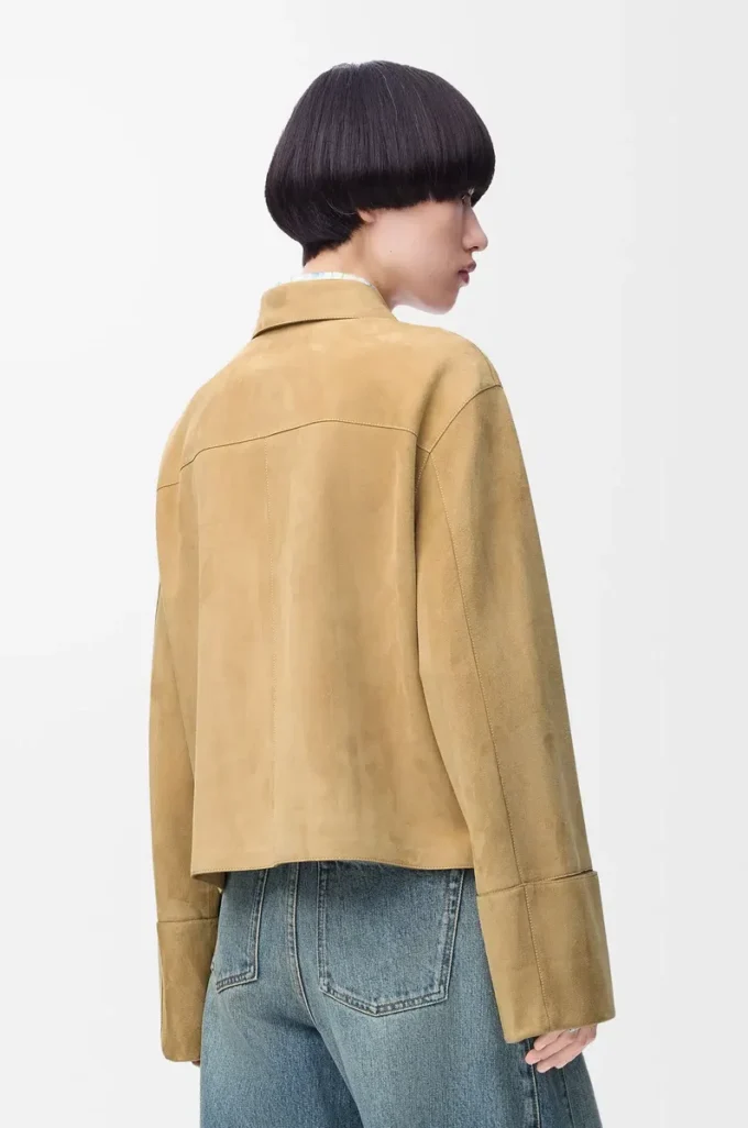 Turn-up jacket in suede lambskin Gold Turn-up jacket in suede lambskin Gold