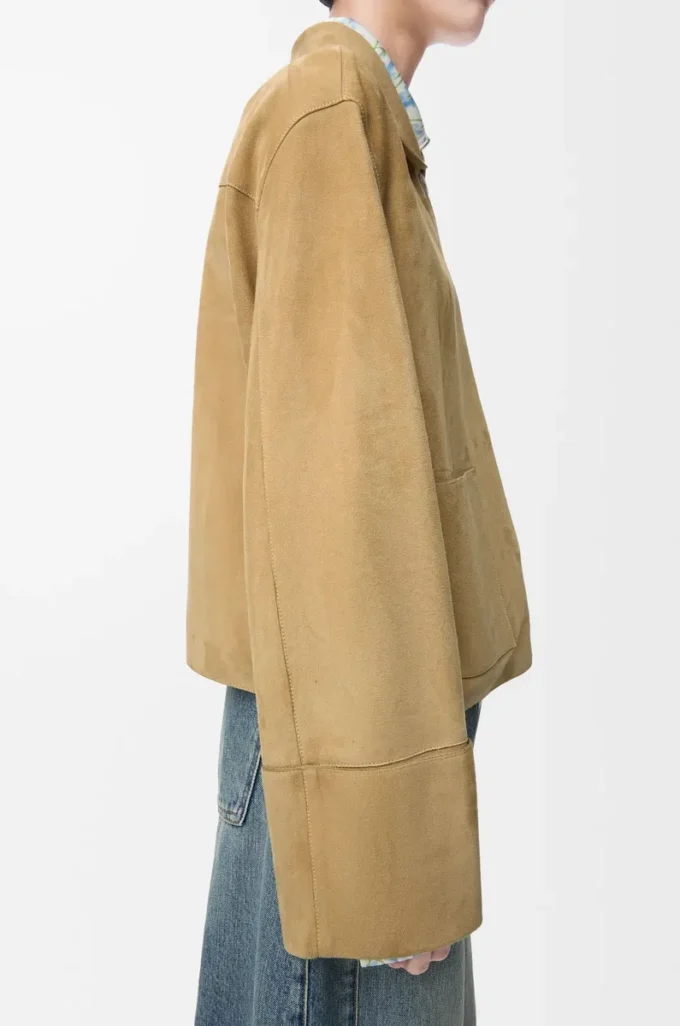 Turn-up jacket in suede lambskin Gold Turn-up jacket in suede lambskin Gold